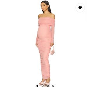Elegant Pink Off-Shoulder Maternity Dress
